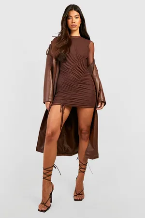 Boohoo Ruched Side Mesh Mini Dress