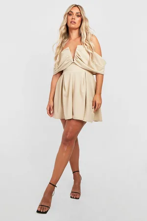 Boohoo Plus Off Shoulder Flippy Tailored Playsuit