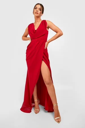 Boohoo Cowl Draped Wrap Maxi Dress