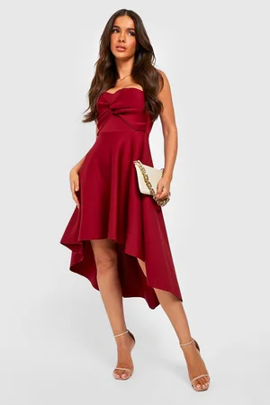 Boohoo Scuba Twist Front Waterfall Midaxi Dress