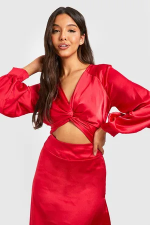 Boohoo Satin Twist Cut Out Maxi Dress