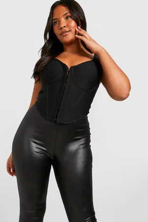 Boohoo Plus 2 Pack High Waisted Wet Look Leggings
