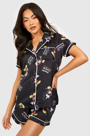 Boohoo Disney Mickey Mouse Satin Pyjama Short Set