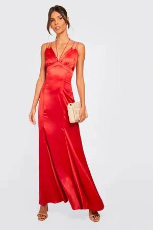 Boohoo Satin Strappy Occasion Maxi Dress