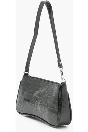 Boohoo Croc Simple Zip Wave Base Shoulder Bag