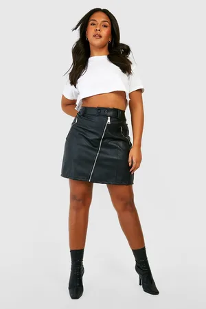 Boohoo Plus Pu Biker Mini Skirt