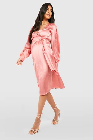 Boohoo Maternity Satin Skater Midi Dress