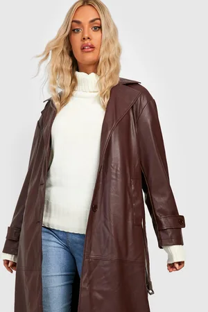 Boohoo Plus Faux Pu Trench Coat