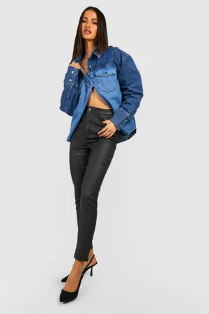 Boohoo Coated 5 Pocket High Waisted Skinny Jeans