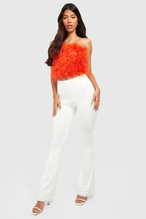 Boohoo Tall Fluffy Feather Corset Bandeau Top