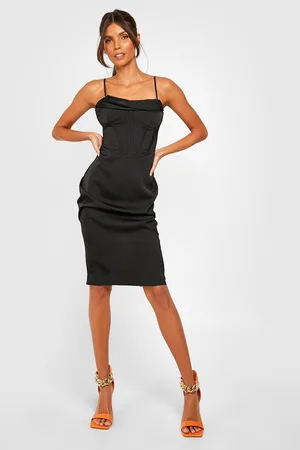 Boohoo Satin Corset Midi Dress