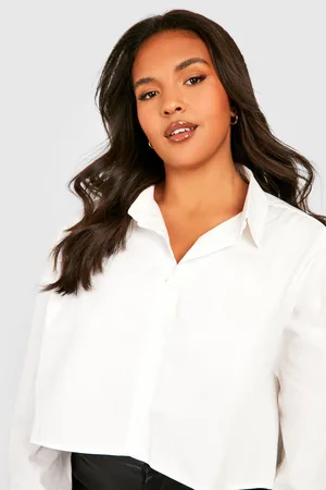 Boohoo Plus Poplin Cropped Shirt