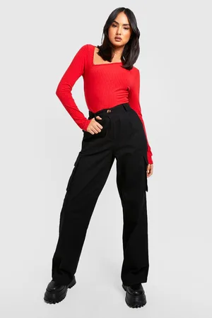 Boohoo Soft Rib Knit Asymmetric Neckline Bodysuit