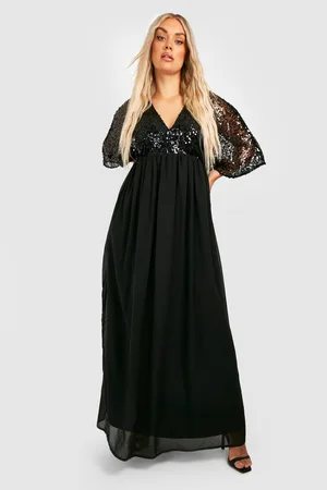 Boohoo Plus Sequin Chiffon Maxi Dress