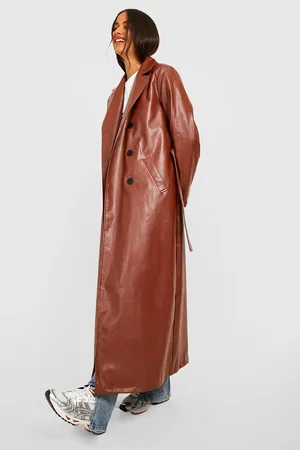 Boohoo Faux Leather Trench Coat