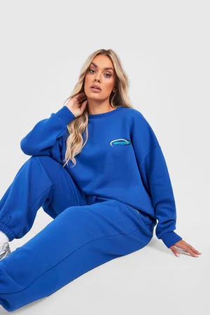 Boohoo Plus Dsgn Studio Slogan Printed Sweater Tracksuit