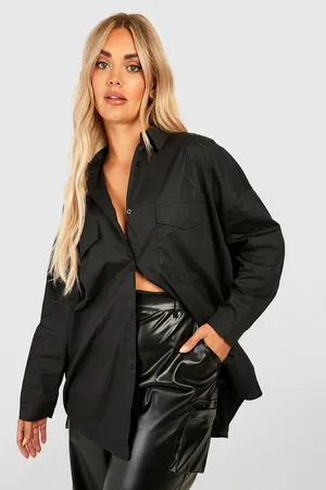 Boohoo Plus Poplin Utility Oversized Shirt
