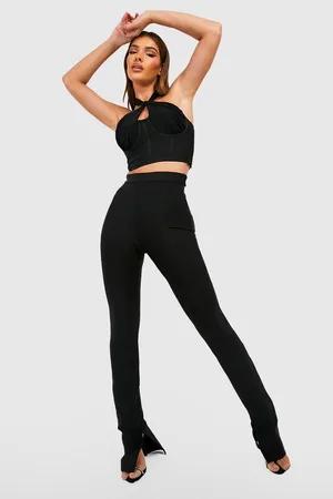 Boohoo Premium Bandage Skinny Split Hem Trousers