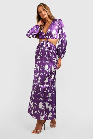Boohoo Floral Cut Out Maxi Dress