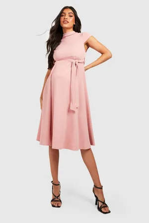 Boohoo Maternity Belted Midi Skater Dress