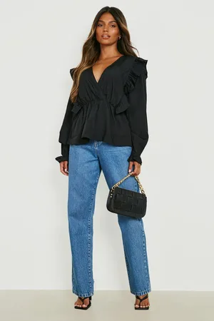 Boohoo Woven Frill Shoulder Blouse