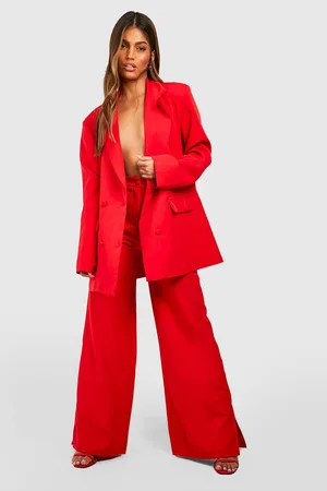 Boohoo Split Front Tailored Wide Leg Trousers