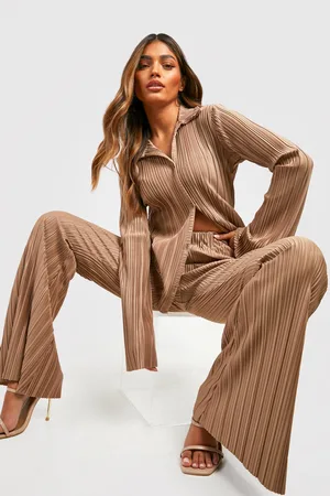 Boohoo Plisse Flared Trousers