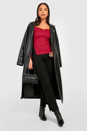 Boohoo Petite Soft Knit Rib Sweetheart Split Side Top