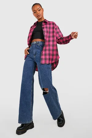 Boohoo Tall Check Oversized Shirt