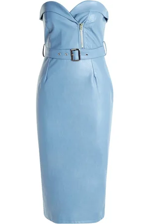 Boohoo PU Belted Bandeau Midi Dress