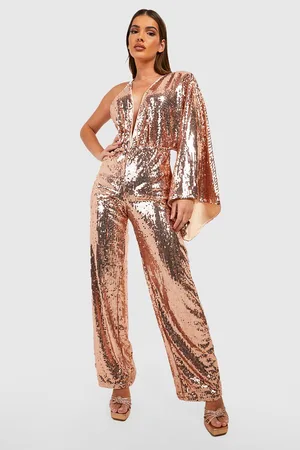 Boohoo Drape One Shoulder Wide Leg Jumpsuit