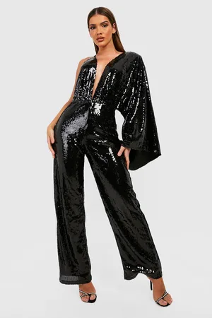 Boohoo Drape One Shoulder Wide Leg Jumpsuit