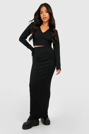 Boohoo Petite Ripple Rib Maxi Skirt