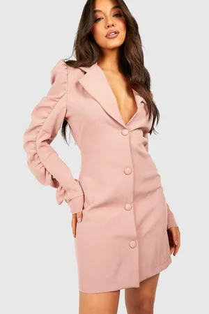 Boohoo Ruched Sleeve Tailored Blazer Dress