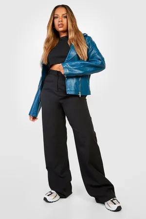 Boohoo Plus Zip Pockets Faux PU Leather Biker Jacket