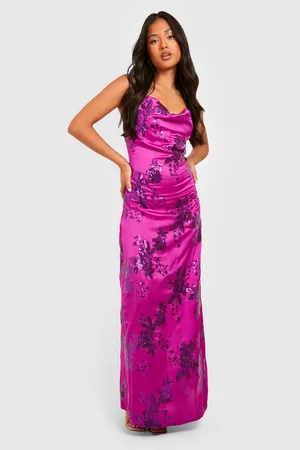 Boohoo Petite Satin Embellished Sequin Maxi Dress