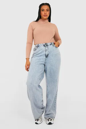 Boohoo Plus Soft Jumbo Rib Funnel Neck Top