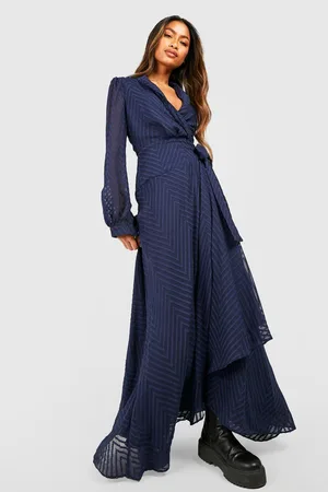 Boohoo Dobby Wrap Belted Maxi Dress
