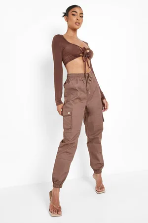 Stretch Woven Pocket Cargo Casual Trousers
