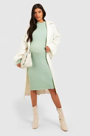 Boohoo Maternity Puff Sleeve Knitted Midi Dress
