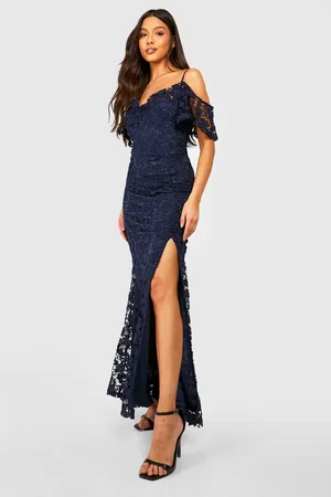 Boohoo Corded Lace Cold Shoulder Maxi Dress