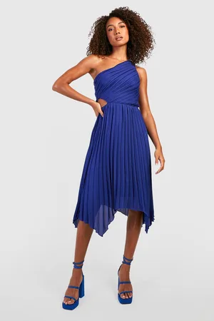Boohoo Tall One Shoulder Pleated Midi Dress