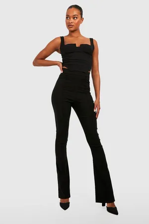 Boohoo Tall Stretch Fit And Flare Seam Front Trousers