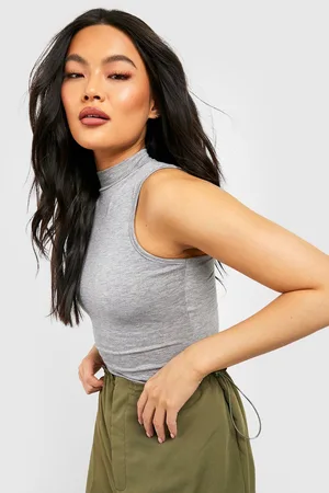 Boohoo Racer High Neck Jersey Top