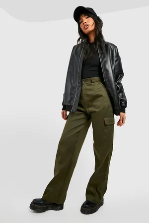 Boohoo High Waisted Straight Leg Cargo Trousers