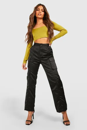 Boohoo Recycled Square Neck Slinky Double Layer Crop