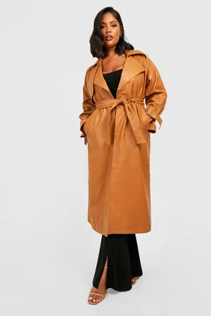 Boohoo Plus Pu Buckle Cuff Trench Coat