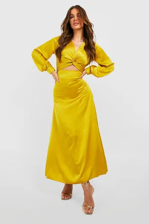 Boohoo Satin Twist Cut Out Maxi Dress