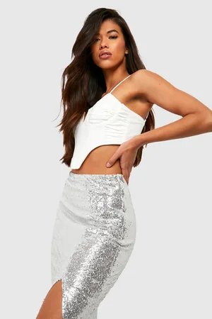 Boohoo Tall Side Slit Sequin Maxi Skirt