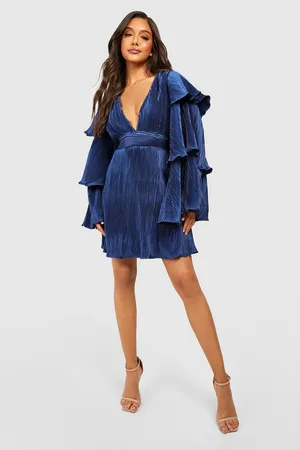Boohoo Plisse Layered Sleeve Mini Dress